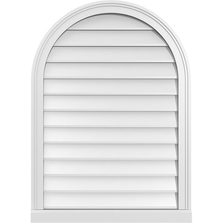 Ekena Millwork Round Top Surface Mount PVC Gable Vent w/ 2"W x 2"P Brickmould Sill Frame, 26"W x 36"H GVPRT26X3603SN